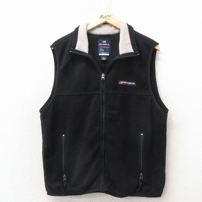 M★古着 ラルフローレン ポロジーンズ ブランド フリース ベスト メンズ 黒 26apr23
