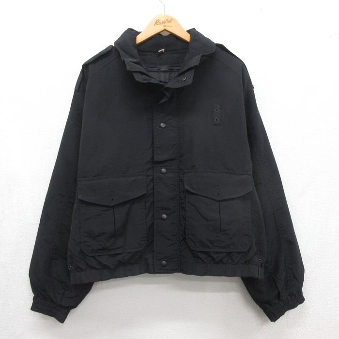 XL★古着 FLYING CROSS 長袖 ジャケット メンズ 90年代 90s フラップポケット ポリエステル USA製 ブラック 26aug18