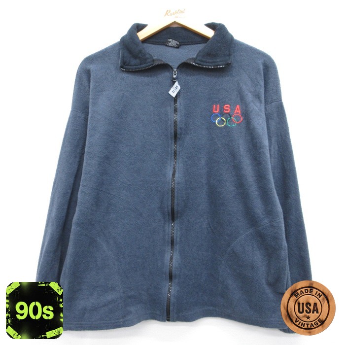 ビンテージ 入れ墨 フリースジャケット vintage USA古着 TATTOO 古着通販 M☆古着 長袖 ジャケット フルジップ メンズ 90年代 90s