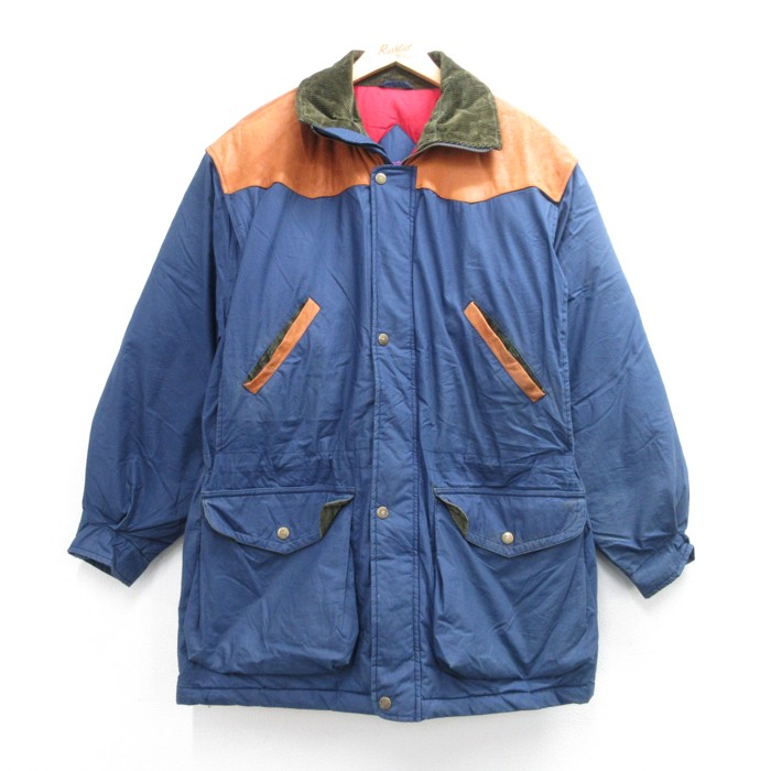 GANT 長袖ジャケット レザー使用ダウン ネイビー XL | 古着 26aug26