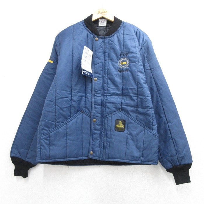 RefrigiWear 90s キルティングジャケット UAW ネイビー M | 古着 26aug26