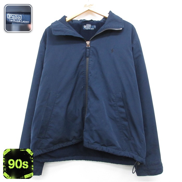 ラルフローレン 90s 長袖ジャケット ワンポイントロゴ ネイビー メンズXL相当 | 古着