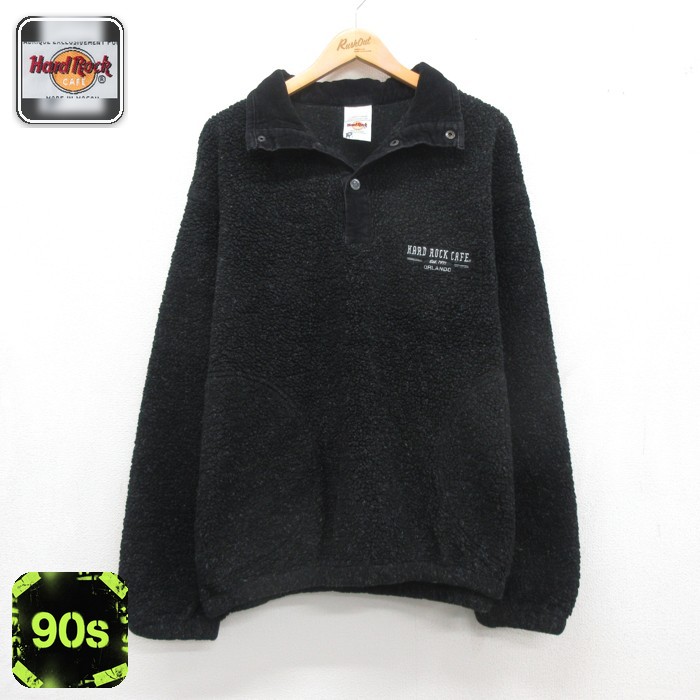 ハードロックカフェ 90s ジャケット ボアフリース ブラック メンズXL相当 | 古着