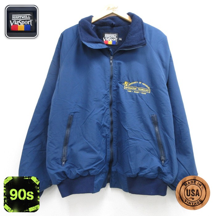 Hartwell 90s ジャケット ミシガン大学刺繍ロゴ ネイビー メンズXL相当 | 古着