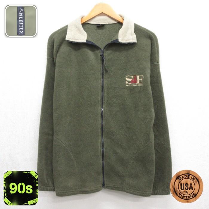 AMERITEX 90s フリースジャケット サンフランシスコ カーキ メンズM相当 | 古着