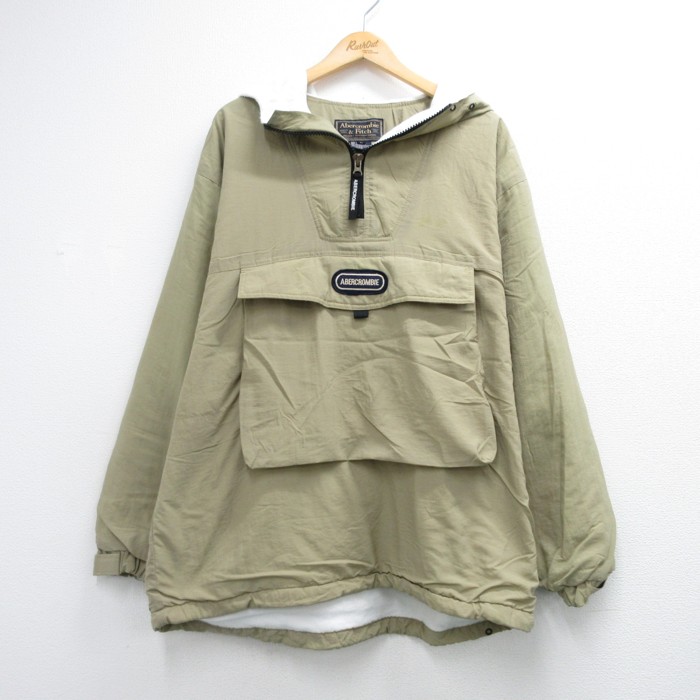 アバクロンビー 90s ハーフジップパーカー アノラック ベージュ メンズXL相当 | 古着