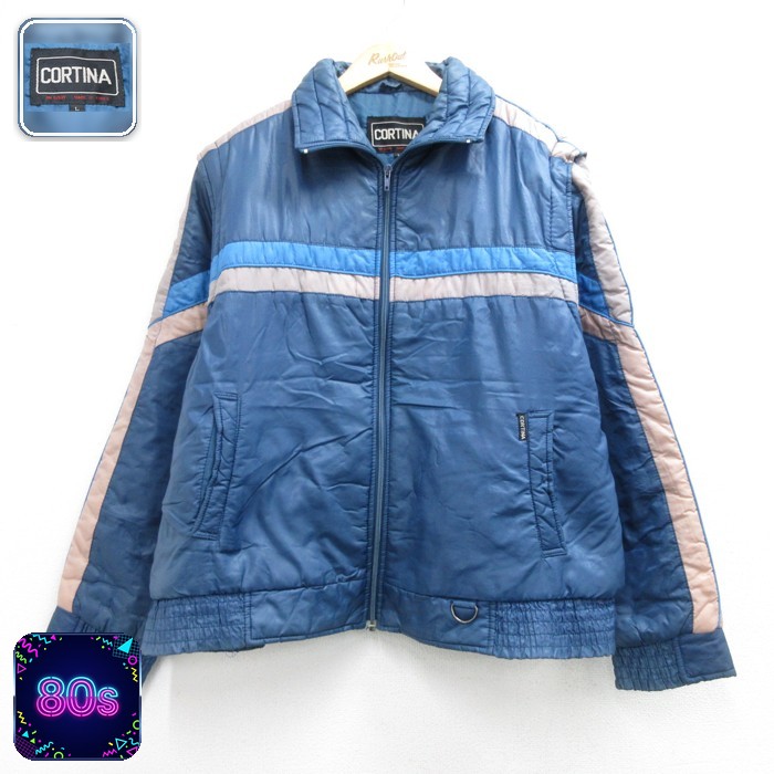 CORTINA 80s 長袖ジャケット ボーダー ブルー メンズL相当 | 古着