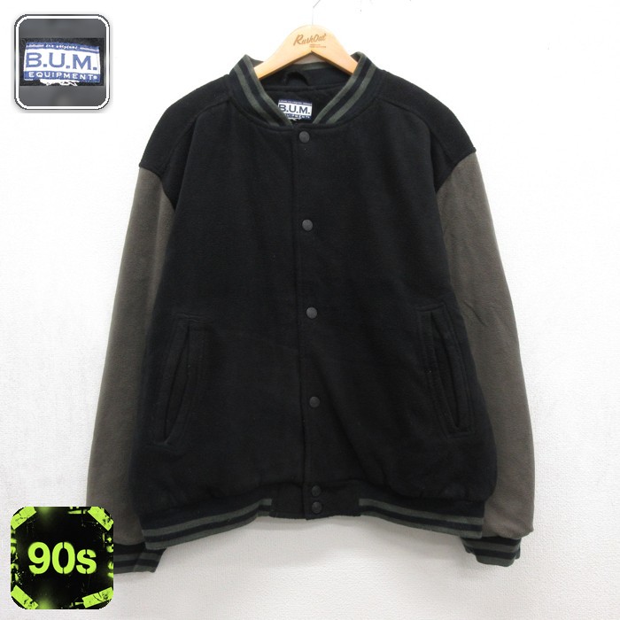 B.U.M. EQUIPMENT 90s フリースジャケット ライナー付き ブラック メンズL相当 | 古着