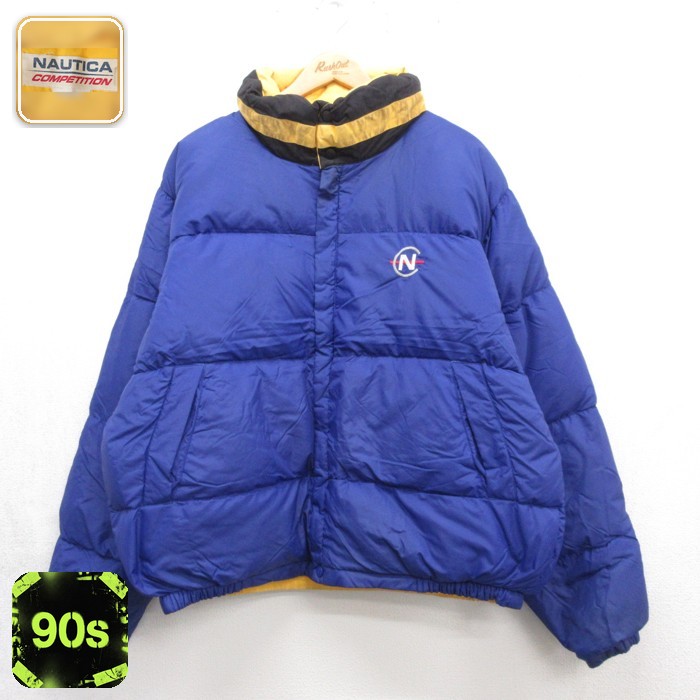 ノーティカ 90s リバーシブルダウンジャケット ブルー メンズXL相当 | 古着