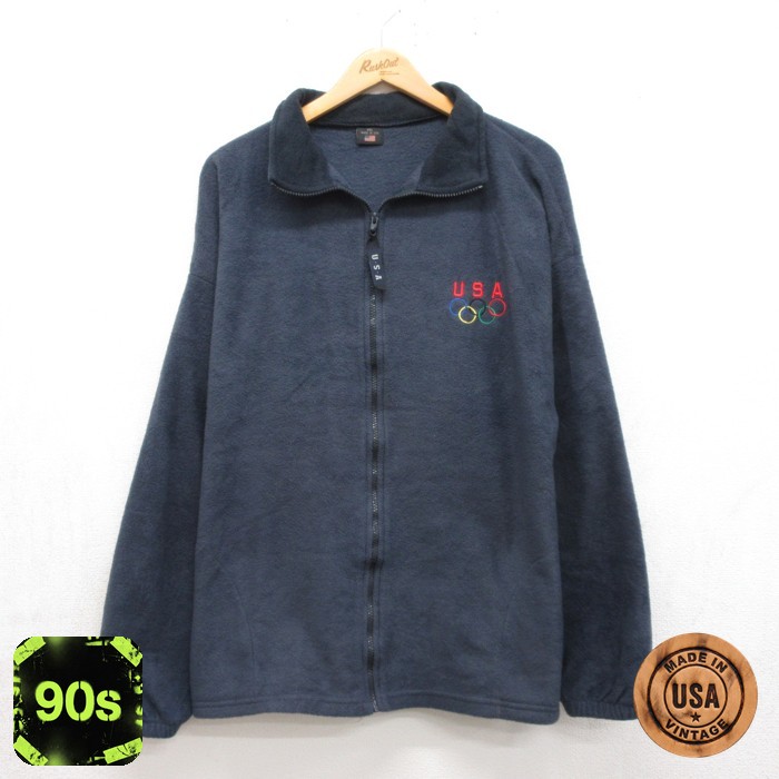 古着通販 L☆古着 長袖 ジャケット フルジップ メンズ 90年代 90s