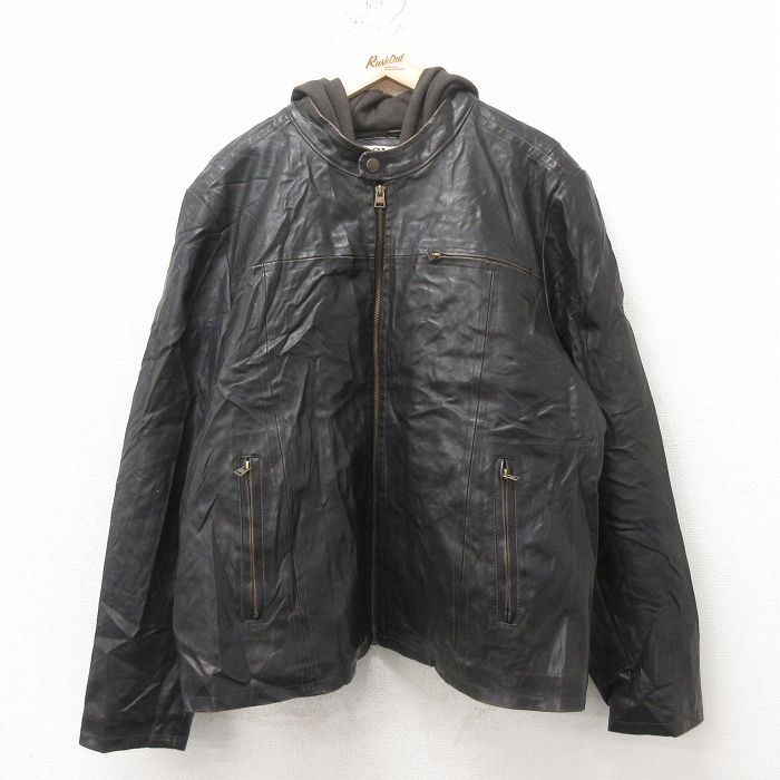 XL★古着 リーバイス Levis 長袖 ジャケット パーカー メンズ 大きいサイズ 黒系 ブラック 内側ボア 25feb10 中古 アウター 革ジャン 皮ジャン