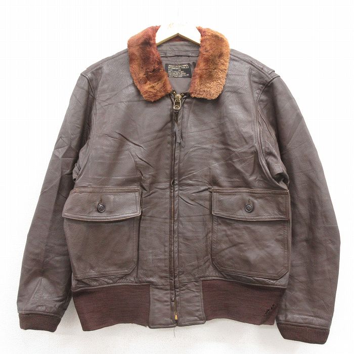 L★古着 長袖 ビンテージ ミリタリー レザー ジャケット メンズ 60年代 60s G-1 USA製 こげ茶 ブラウン 【spe】 25oct04 中古 アウター 革ジャン 皮ジャン