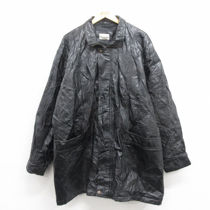 【50%OFF】レザーコート パッチワーク ブラック XL | 古着