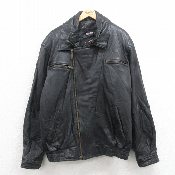 XL★古着 ウィルソン 長袖 レザー ジャケット メンズ 大きいサイズ シンサレート 黒 ブラック 25oct22 中古 アウター 革ジャン 皮ジャン