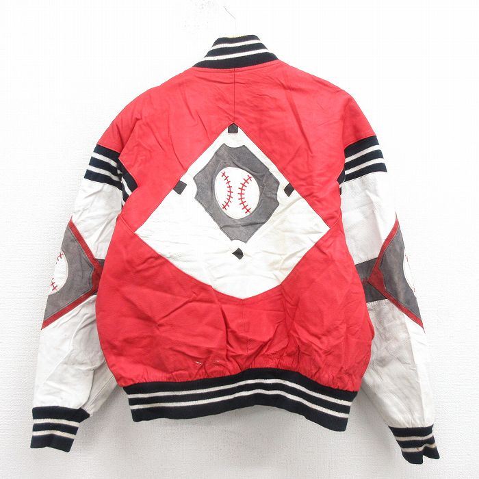 90s レザージャケット 野球 レッド XL | 古着
