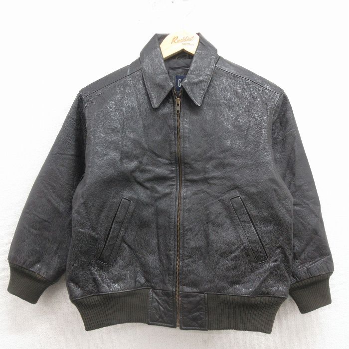 ギャップ 00s レザージャケット 内側キルティング ブラック M キッズ | 古着