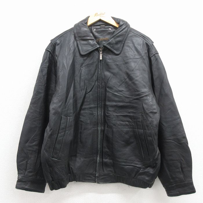 XL★古着 セントジョンズベイ 長袖 レザー ジャケット メンズ 黒 内側キルティング【spe】 25dec19