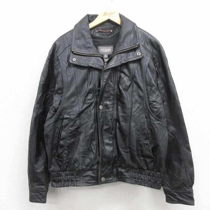 XL★古着 ウィルソン 長袖 レザー ジャケット メンズ 黒 26jan08