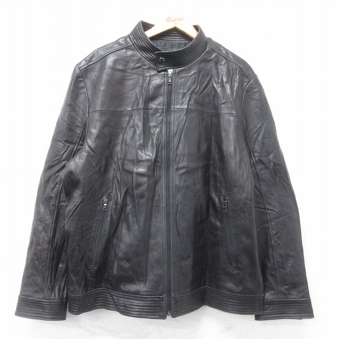XL★古着 カルバンクライン 長袖 ブランド レザー ジャケット メンズ 黒 26jan20