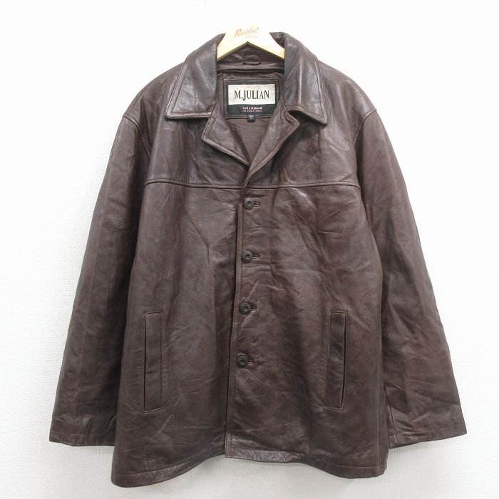 XL★古着 ウィルソン 長袖 レザー ジャケット メンズ 大きいサイズ こげ茶 26jan22