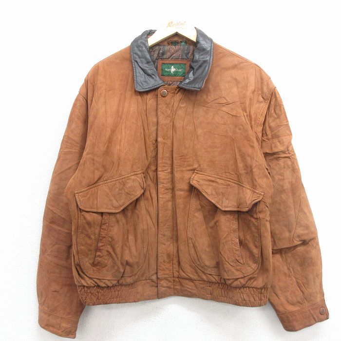 レザージャケット 90s 長袖レザージャケット 内側キルティング ブラウン XL | 古着