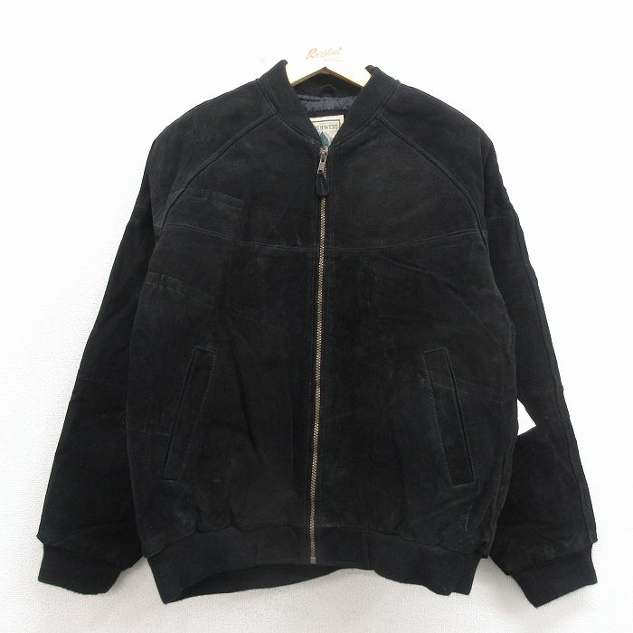 L★古着 長袖 ショルダーカップ ダービー レザー ジャケット メンズ 00年代 00s デッドストック ラグラン 黒 内側キルティング【spe】 26apr25