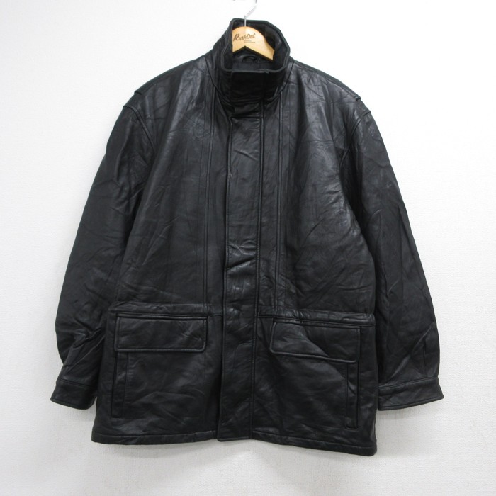 LONDON FOG 黒 レザー ジャケット M 古着通販 XL☆古着 ロンドンフォグ LONDON FOG 長袖 レザー ジャケット