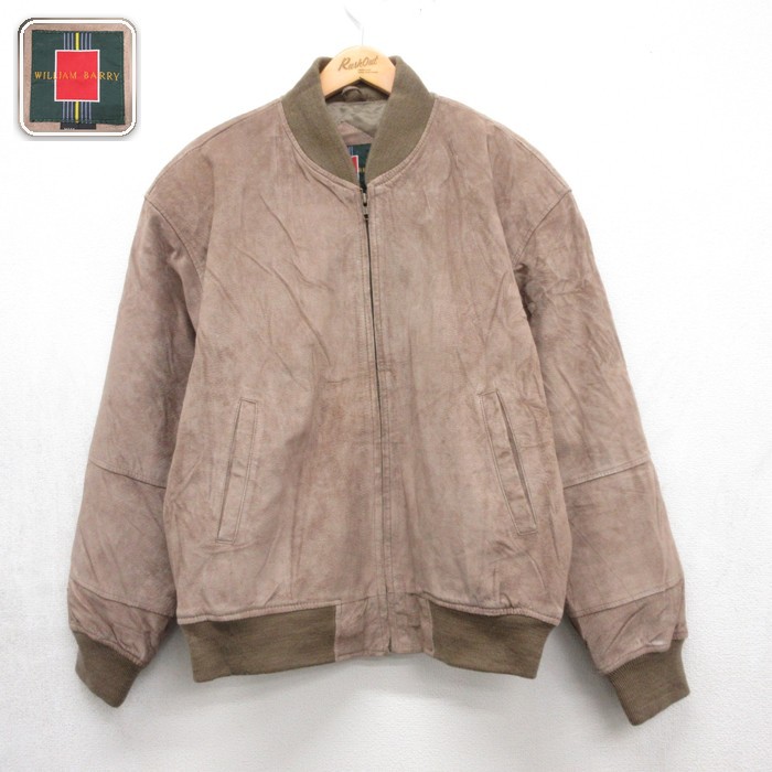 WILLIAM BARRY 長袖 レザー ジャケット スエード ベージュ メンズXL相当 | 古着