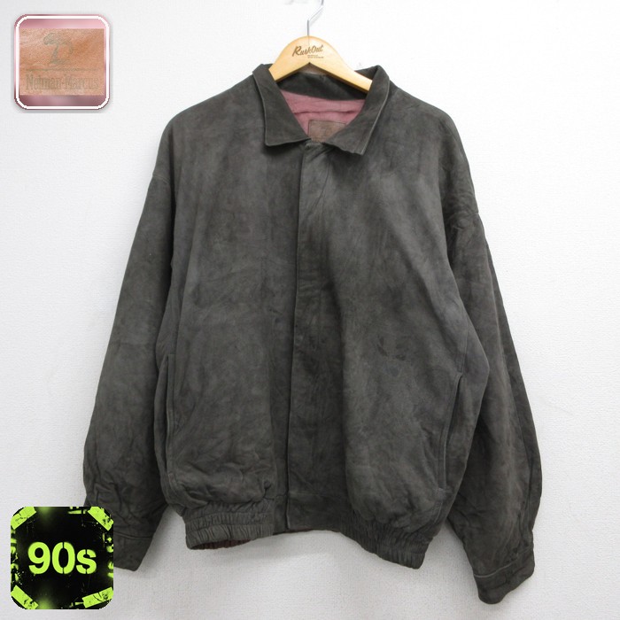 Neiman Marcus 長袖 レザー ジャケット 90s スエード グレー メンズXL相当 | 古着
