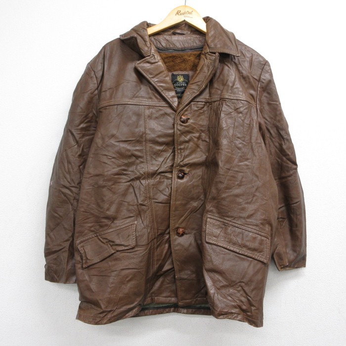 古着通販 XL☆古着 COOPER 長袖 レザー ジャケット メンズ 70年代 70s