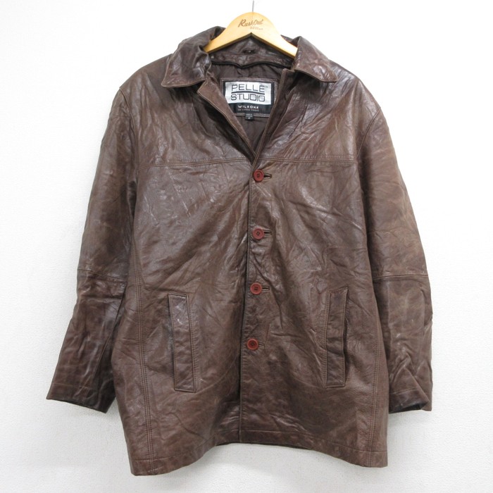 古着通販 L☆古着 PELLE STUDIO 長袖 レザー ジャケット メンズ 90年代
