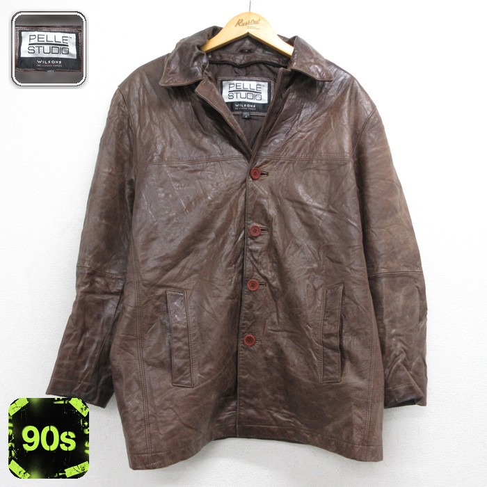 PELLE STUDIO 長袖 レザー ジャケット 90s ウィルソンズ レーヨン ブラウン メンズL相当 | 古着