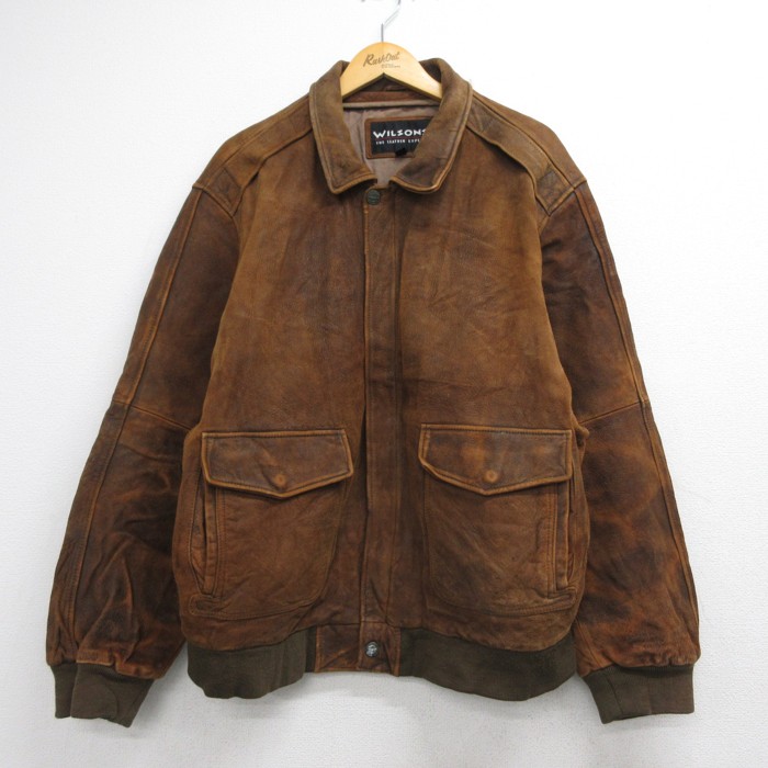 古着通販 XL☆古着 ウィルソン WILSONS 長袖 レザー ジャケット メンズ