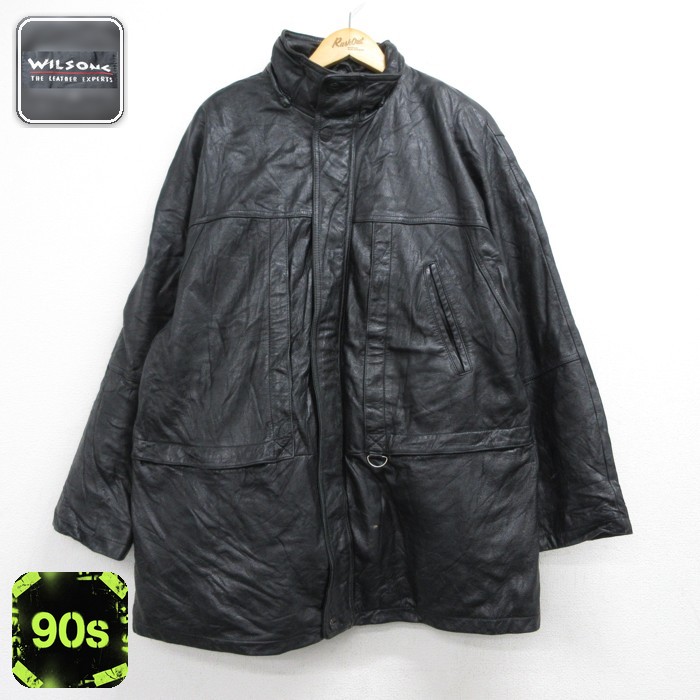 ウィルソンズ 90s レザージャケット 内側フリース ブラック メンズXL相当 | 古着