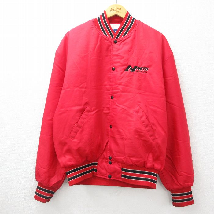 XL★古着 ホロウェイ 長袖 ナイロン ジャケット メンズ 90年代 90s NETH 大きいサイズ 赤他 レッド 内側キルティング 24oct21 中古 アウター ウインドブレーカー