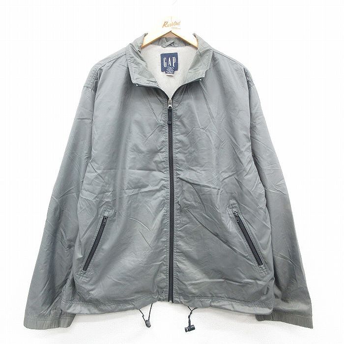 【50%OFF】XL★古着 ギャップ GAP 長袖 ナイロン ジャケット メンズ 00年代 00s リップストップ グレー 内側メッシュ 24oct30 中古 アウター ウインドブレーカー
