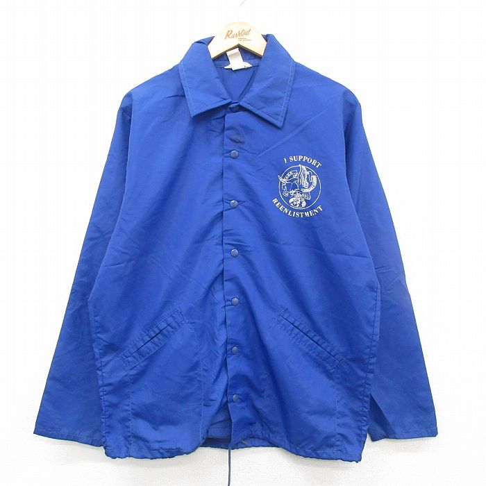 【50%OFF】M★古着 長袖 ナイロン ジャケット メンズ 80年代 80s ワシ USASA 青 ブルー 24nov12 中古 アウター ウインドブレーカー