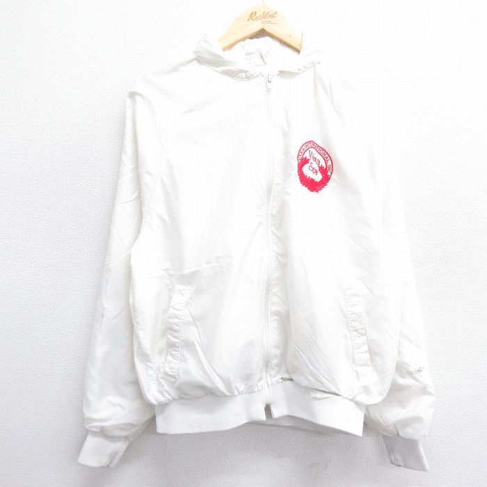 【50%OFF】M★古着 キングルイ 長袖 ナイロン ジャケット メンズ 80年代 80s Spa 白 ホワイト 24dec09 中古 アウター ウインドブレーカー