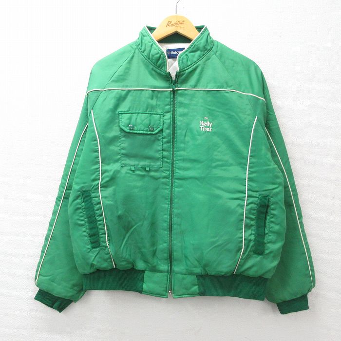 XL★古着 ホロウェイ 長袖 ナイロン ジャケット メンズ 90年代 90s Kelly ラグラン USA製 緑 グリーン 内側キルティング 24dec10 中古 アウター ウインドブレーカー