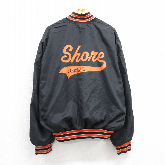 XL★古着 ホロウェイ 長袖 ハーフジップ ナイロン ジャケット メンズ 90年代 90s Shore ベースボール 大きいサイズ USA製 黒 ブラック 24dec10 中古 アウター ウインドブレーカー