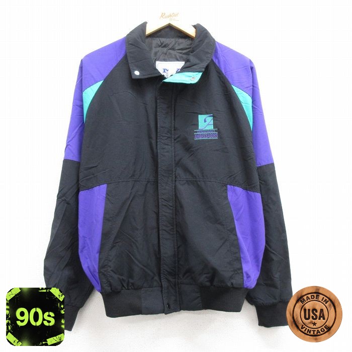 【50%OFF】MVスポーツ 90s ラグランナイロンジャケット AMBASSADORS マルチカラー メンズL相当 | 古着