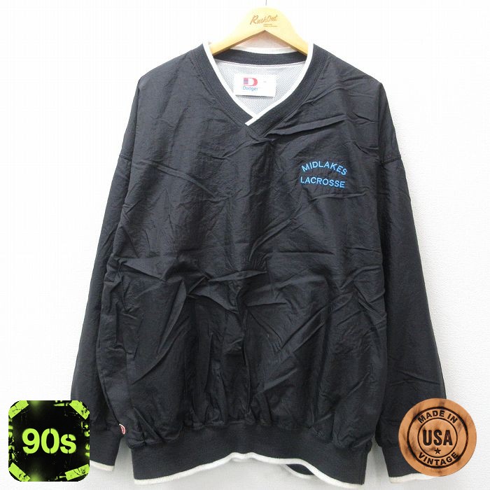 ナイロンジャケット 90s MIDLAKES ラクロス ブラック メンズXL相当 | 古着