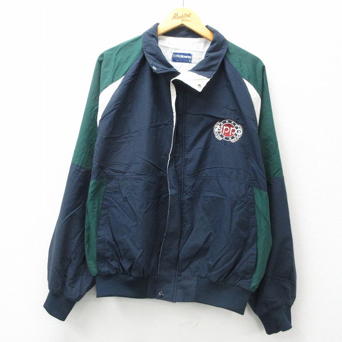 XL★古着 ホロウェイ 長袖 ナイロン ジャケット メンズ 90年代 90s 大きいサイズ 紺他 ネイビー 24dec11 中古 アウター ウインドブレーカー