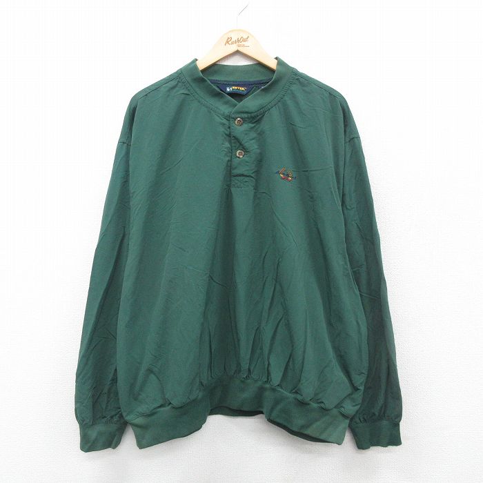 XL★古着 エディーバウアー 長袖 ナイロン ジャケット メンズ 00年代 00s ワンポイントロゴ EBTEK 大きいサイズ 緑 グリーン 【spe】 24dec13 中古 アウター ウインドブレーカー