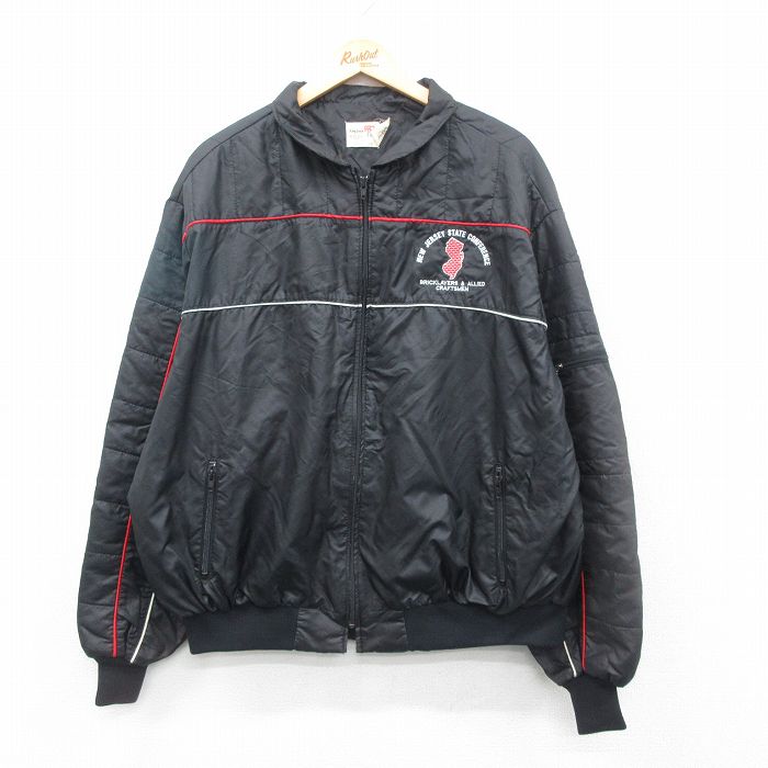 XL★古着 キングルイ 長袖 ナイロン ジャケット メンズ 80年代 80s ニュージャージー 大きいサイズ USA製 黒 ブラック 24dec13 中古 アウター ウインドブレーカー