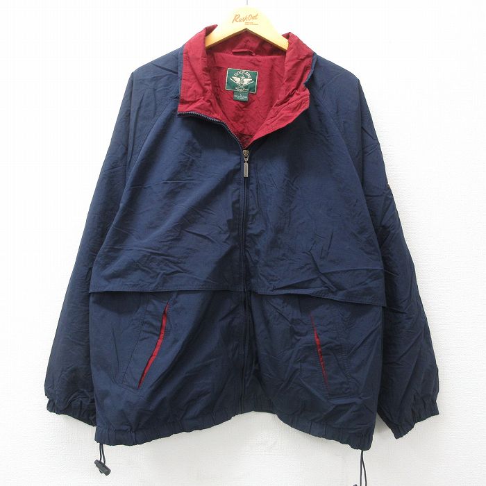 XL★古着 ドッカーズ ゴルフ 長袖 ナイロン ジャケット メンズ ラグラン 紺 ネイビー 24dec13 中古 アウター ウインドブレーカー