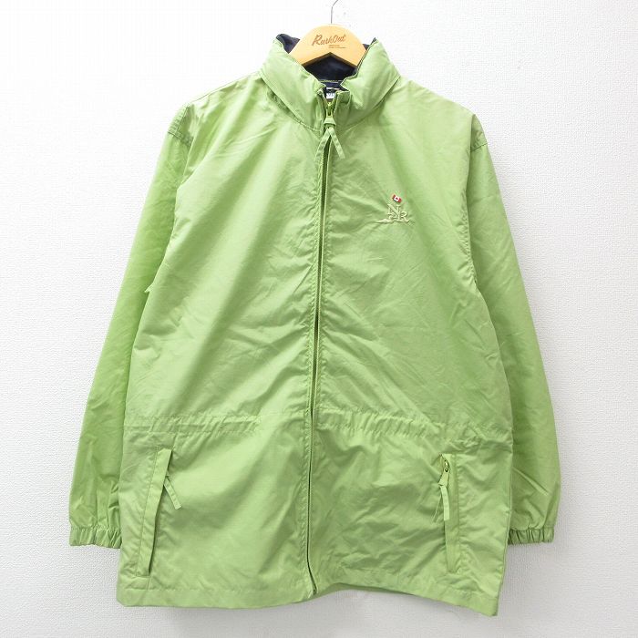 【50%OFF】M★古着 長袖 ナイロン ジャケット メンズ 00年代 00s リップストップ 緑 グリーン 24dec16 中古 アウター ウインドブレーカー