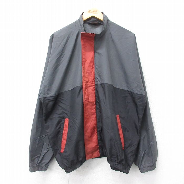 XL★古着 長袖 ナイロン ジャケット メンズ 90年代 90s マルチカラー USA製 黒他 ブラック 【spe】 24dec17 中古 アウター ウインドブレーカー