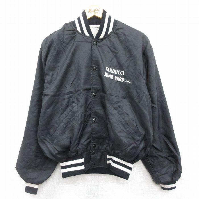 M★古着 デロング 長袖 ナイロン ジャケット メンズ 80年代 80s JUNK YARD USA製 黒 ブラック 25jan18 中古 アウター ウインドブレーカー