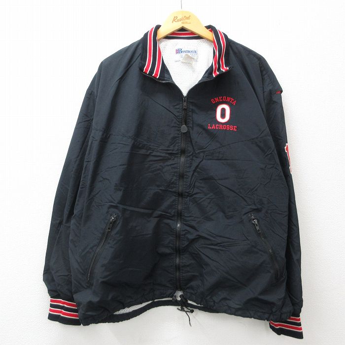 【50%OFF】XL★古着 長袖 ナイロン ジャケット メンズ 90年代 90s ラクロス 大きいサイズ USA製 黒他 ブラック 内側メッシュ 25jan25 中古 アウター ウインドブレーカー